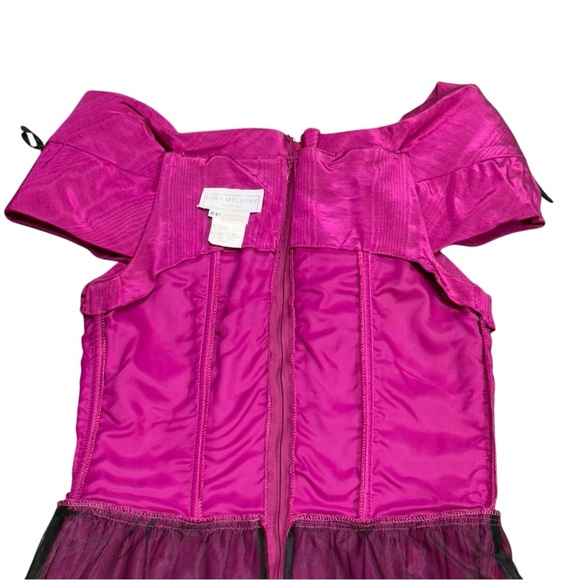 Jessica McClintock Pink Off-Shoulder Party Barbie Prom 80’s Ruched A-Line Dress - Picture 15 of 15